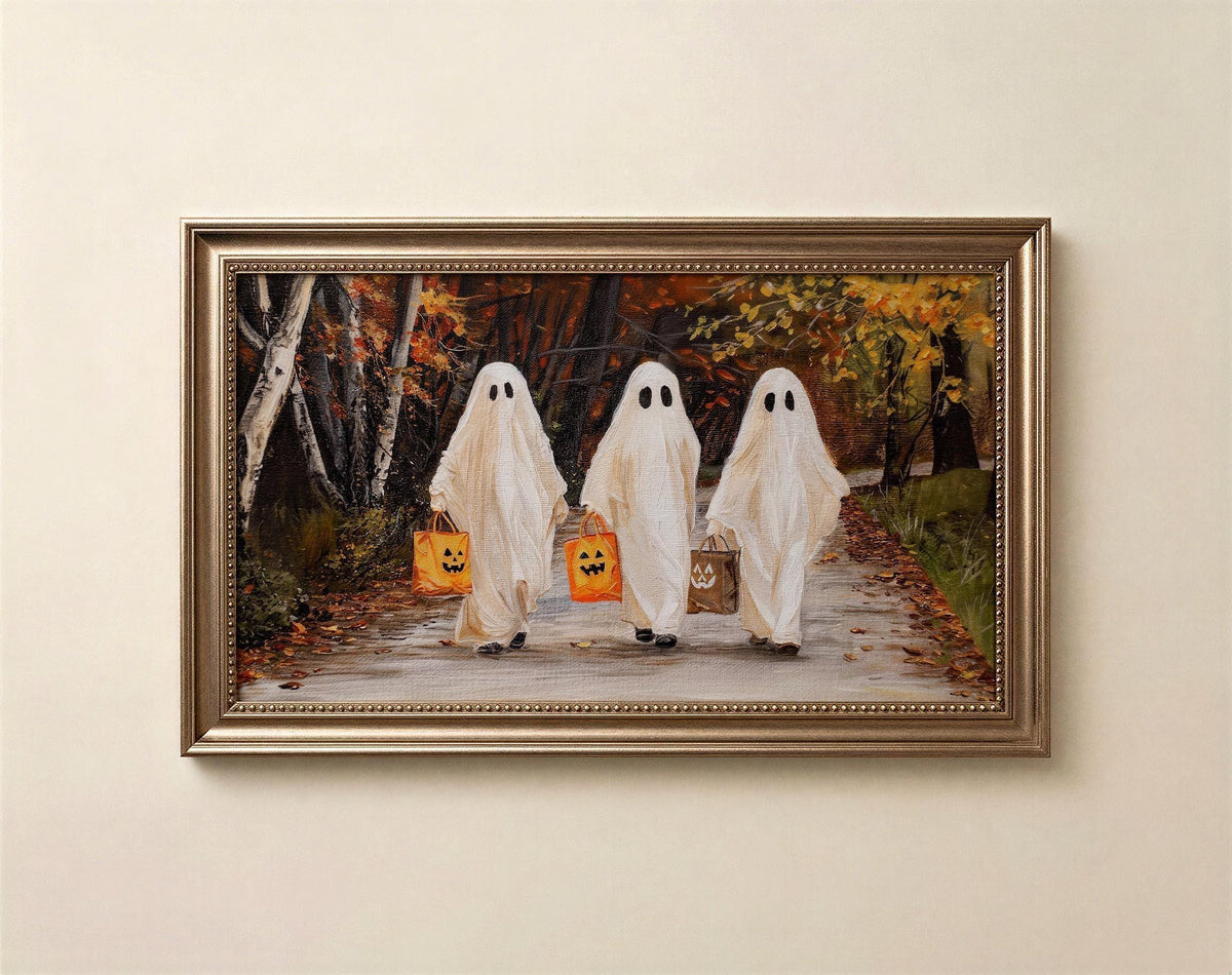 Trick or Treat Halloween Ghost Frame Tv Art