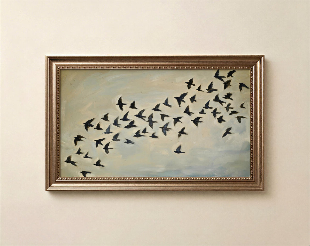Fall Birds Frame Tv Art, Moody sky