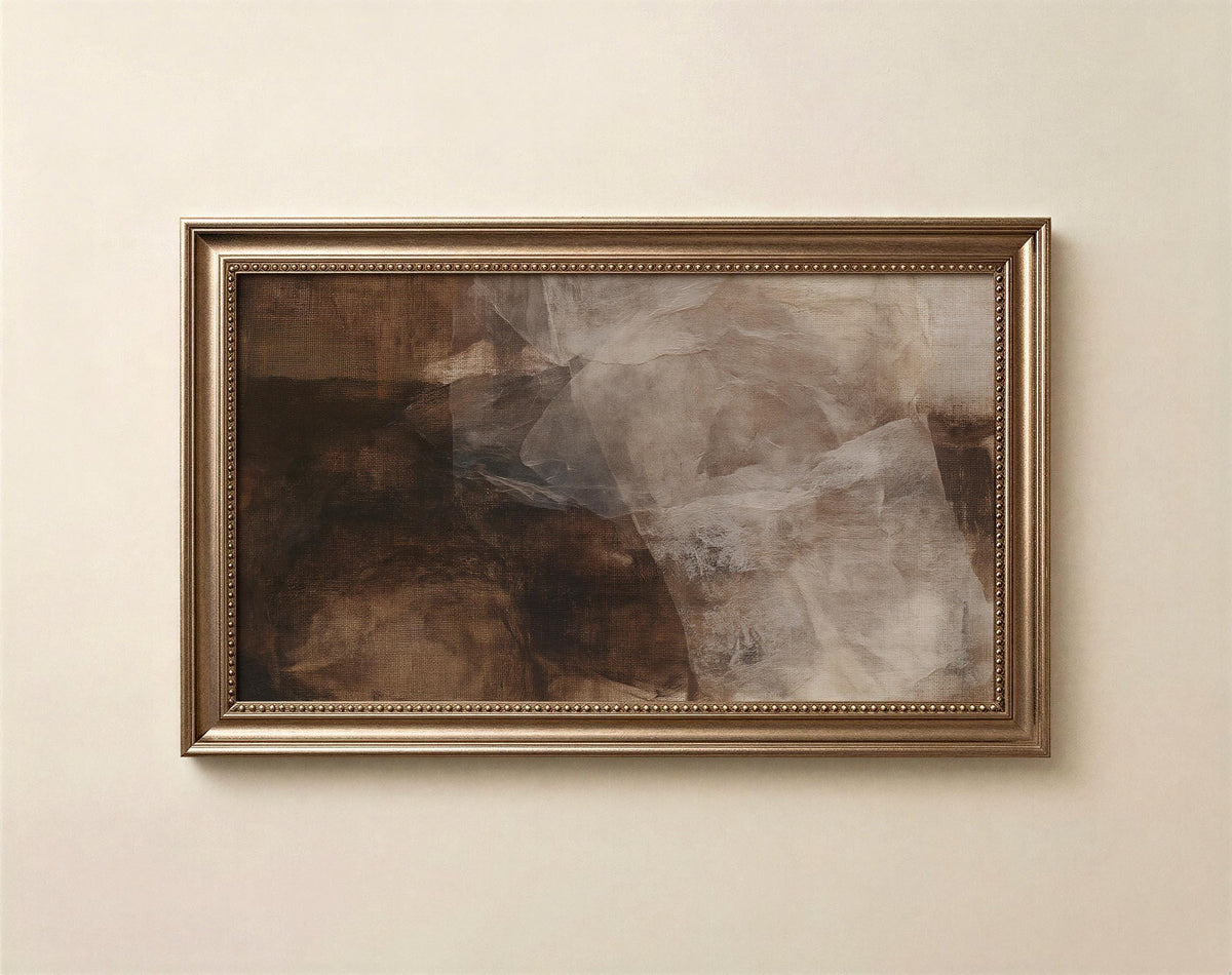 Abstract Frame Tv Art Artwork, Moody dark brown fall modern, wabi sabi tv art