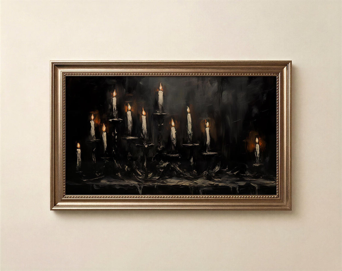 Gothic Candle Frame TV Art, Dark Academia Samsung Frame Art, Spooky Halloween TV Screensaver, Digital Download