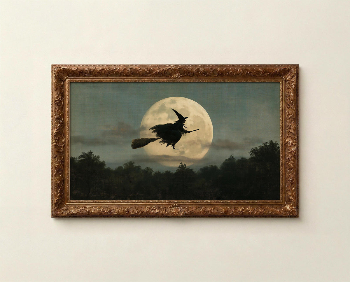 Witch Moon Frame TV Art, Moody Halloween Artwork