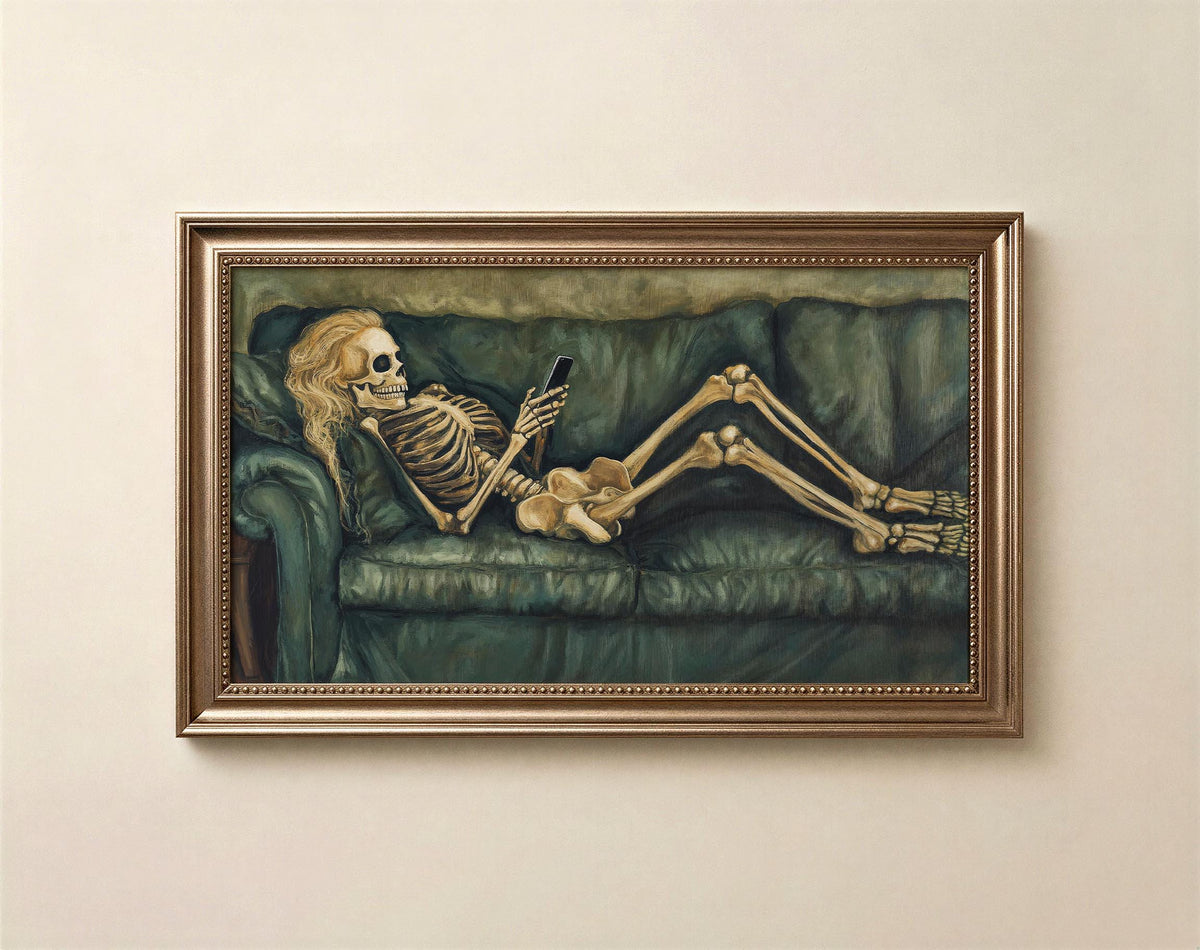 Funny skeleton Halloween Frame Tv Art
